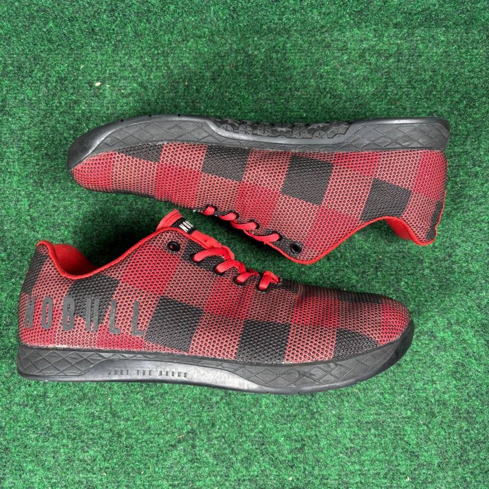 NOBULL SuperFabric Trainer Mens 12 Red Black Buffalo Plaid Training Shoes